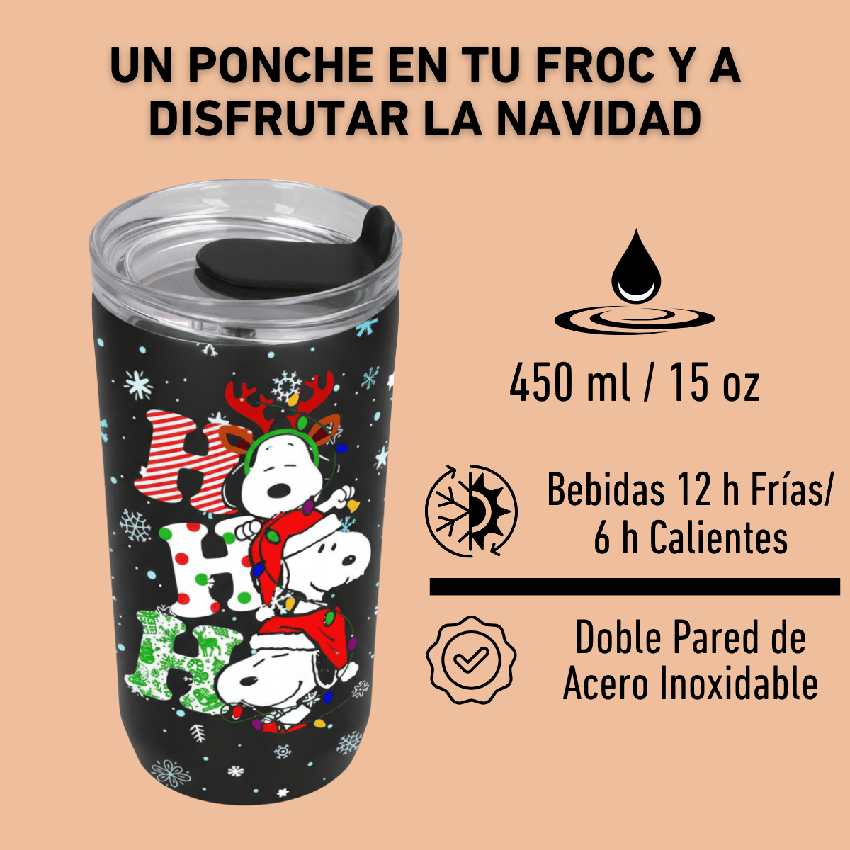 HO HO SNOOPY TERMO NAVIDEÑO 450 ML 4