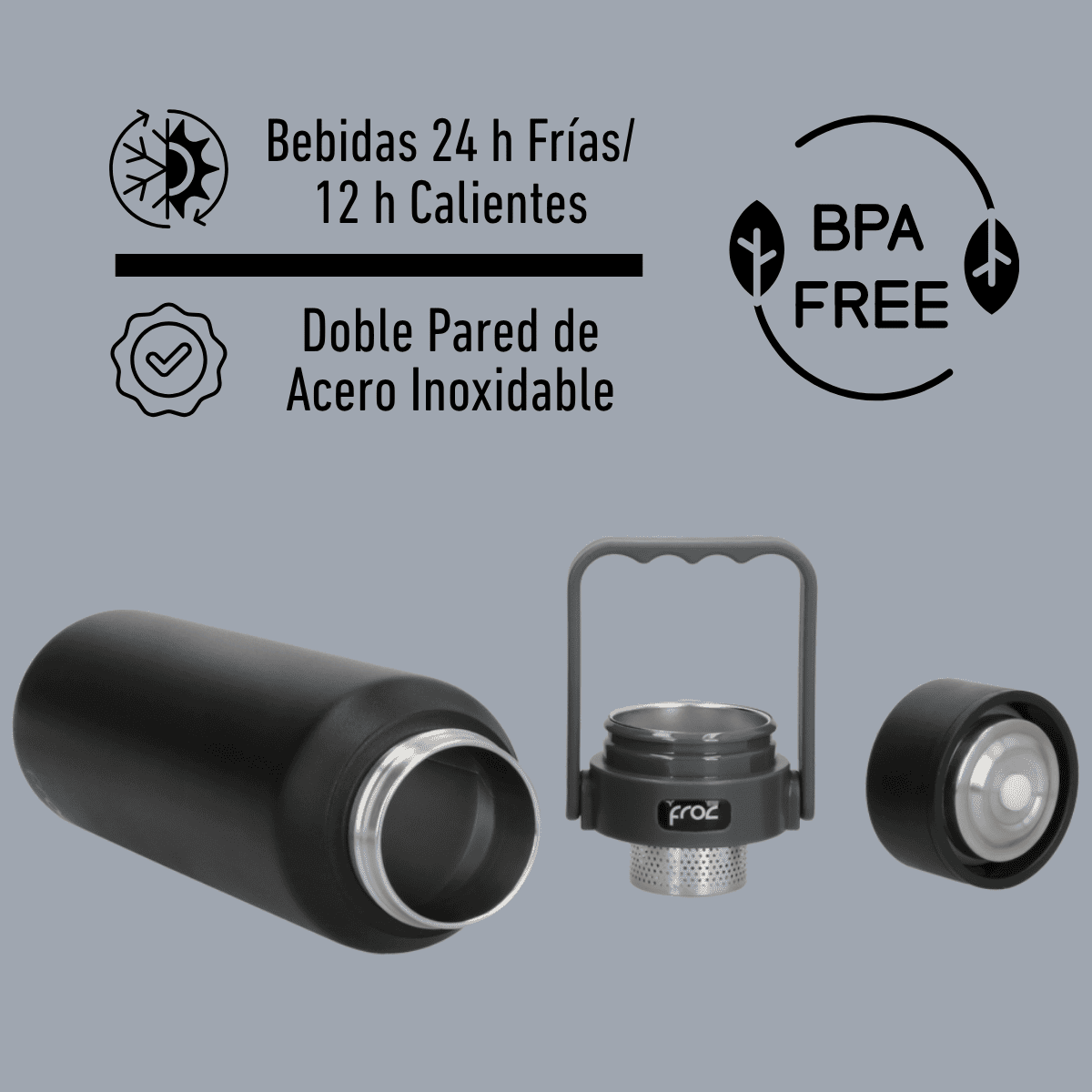 THE RIVER: TERMO CON INFUSOR Y CIERRE HERMÉTICO 800 ML - My Froc