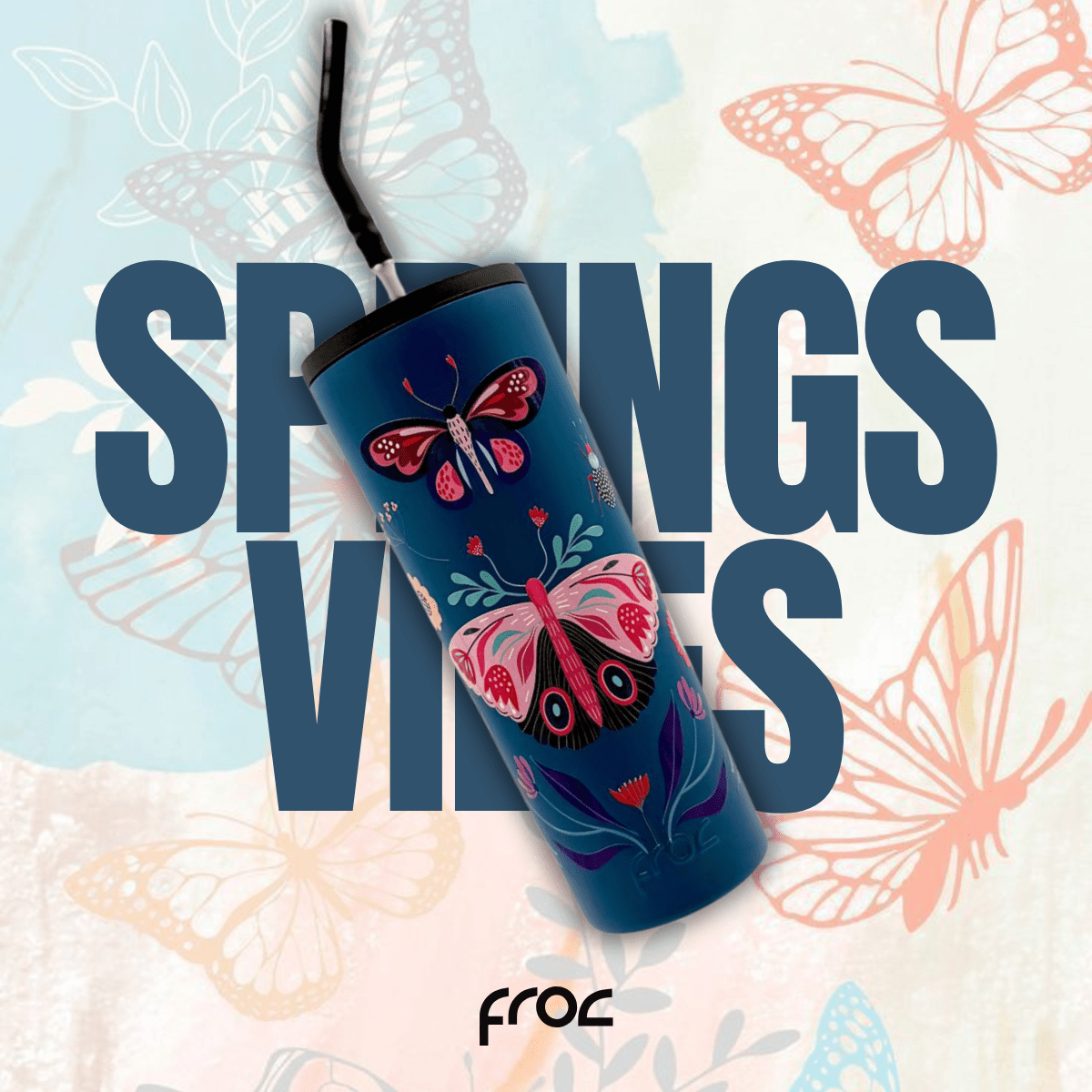 THE SEA SPRINGS VIBES - TERMO CON MARIPOSAS Y AVES 650 ml - My Froc